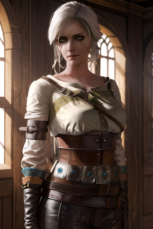 4291412241-3907801844-ciri, looking at viewer, scar, eyeshadow, neutral facial expression, blouse, leather strap, corset, belt, gloves, sunlight, deep.png